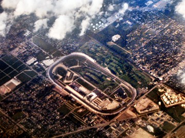 I kinda liked this aerial photo of the Indianapolis 500 raceway ... lets you all see the perimeter around which all those cars go round and round for 500 miles!  Photo by Derek Jenson.